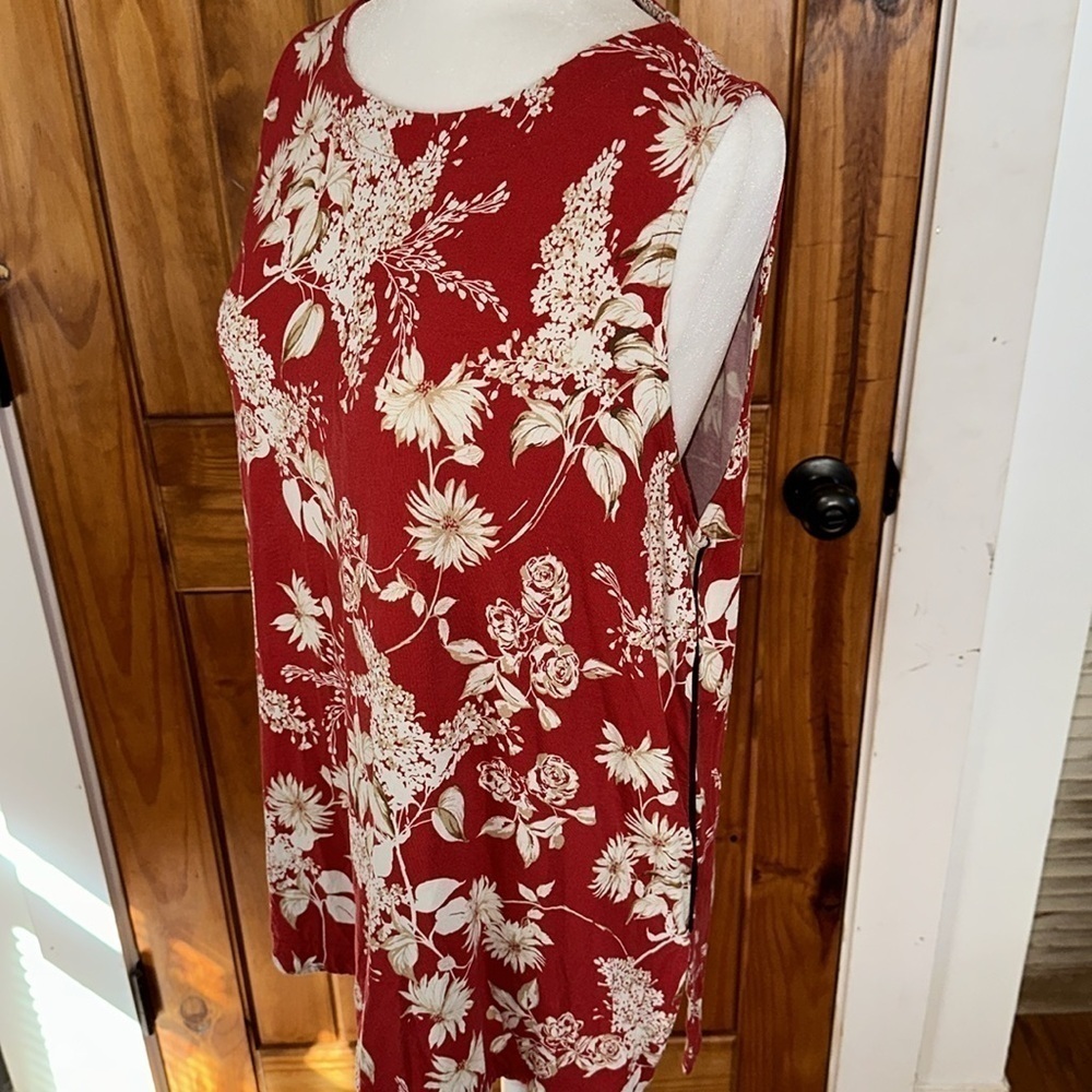 J. Jill red floral tank top size Petite L - Picture 2 of 10